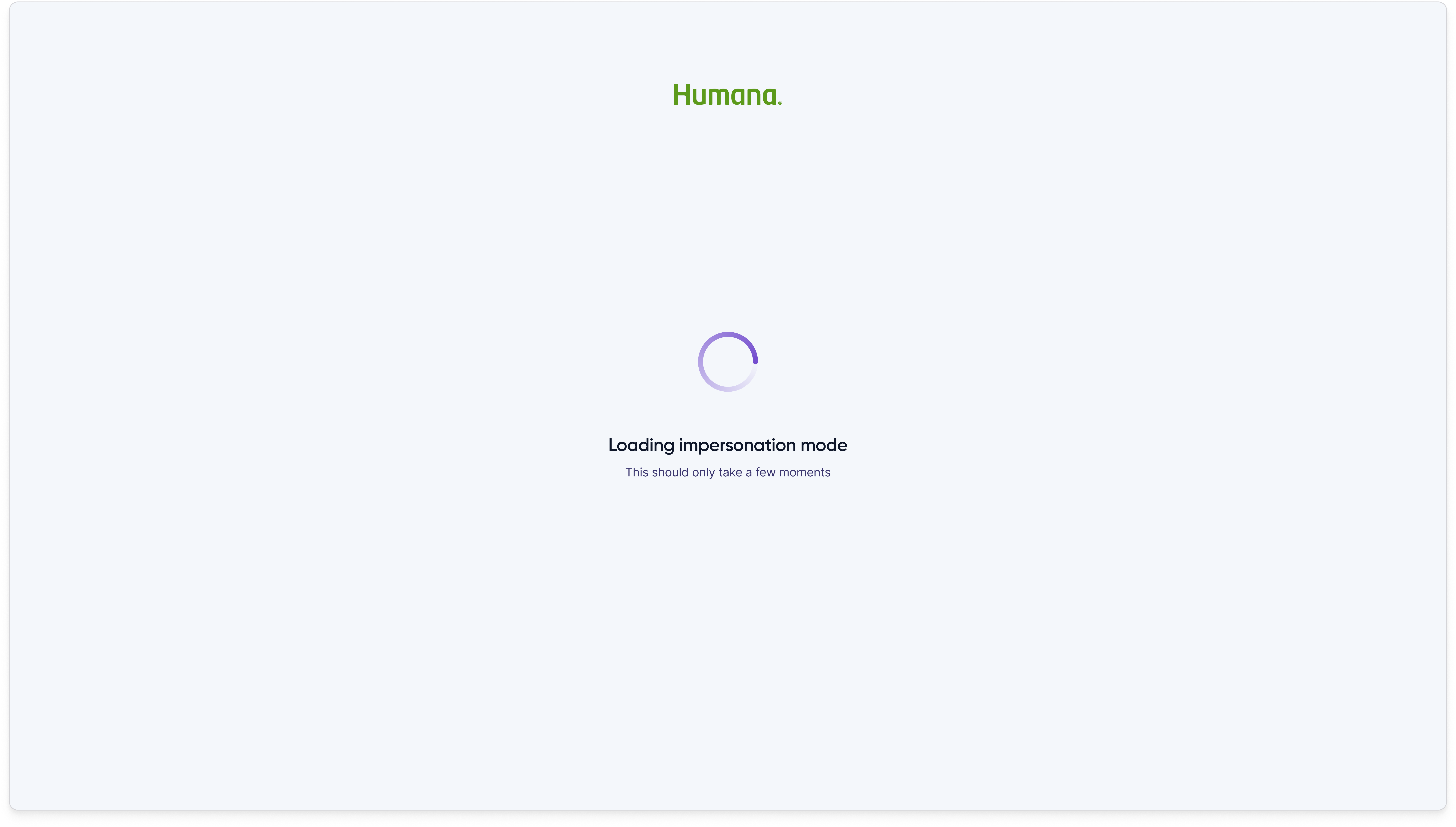 Loading state shown while the customer rep's session transitions into the member's authenticated portal.